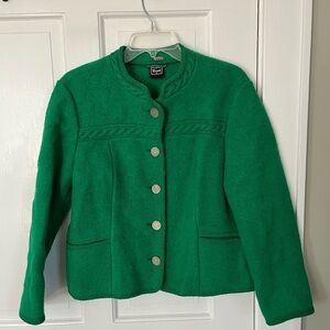 Original Boos 100% New Wool Kelly Green Button Up Cardigan Jacket Euro 42 US 8